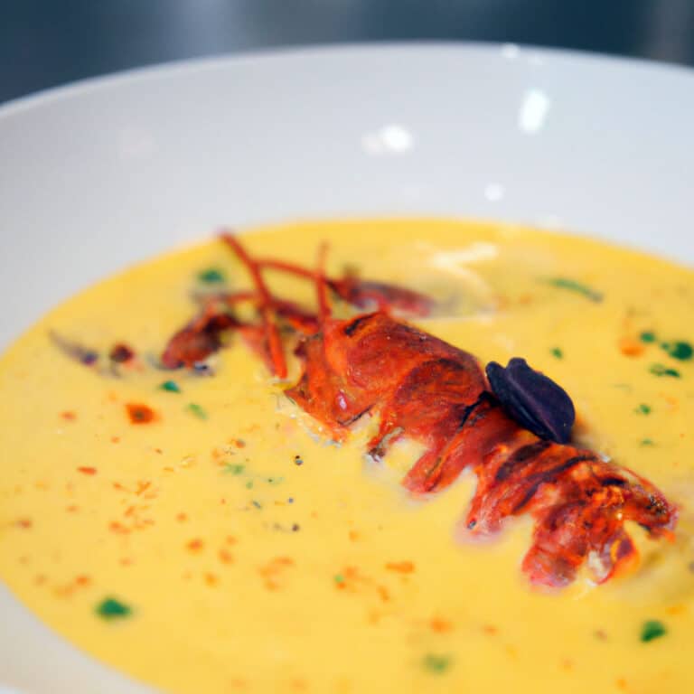 exquisite lobster bisque with saffron infusion