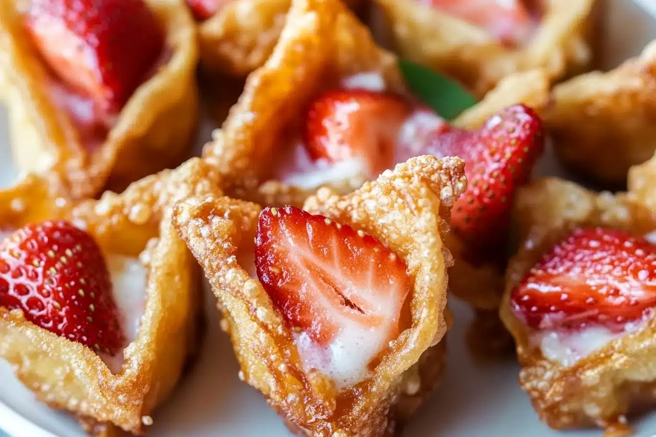 deep-fried strawberry cheesecake wonton bites 3 strawberry cheesecake wonton bites