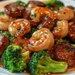 Honey Garlic Shrimp, Sausage and Broccoli