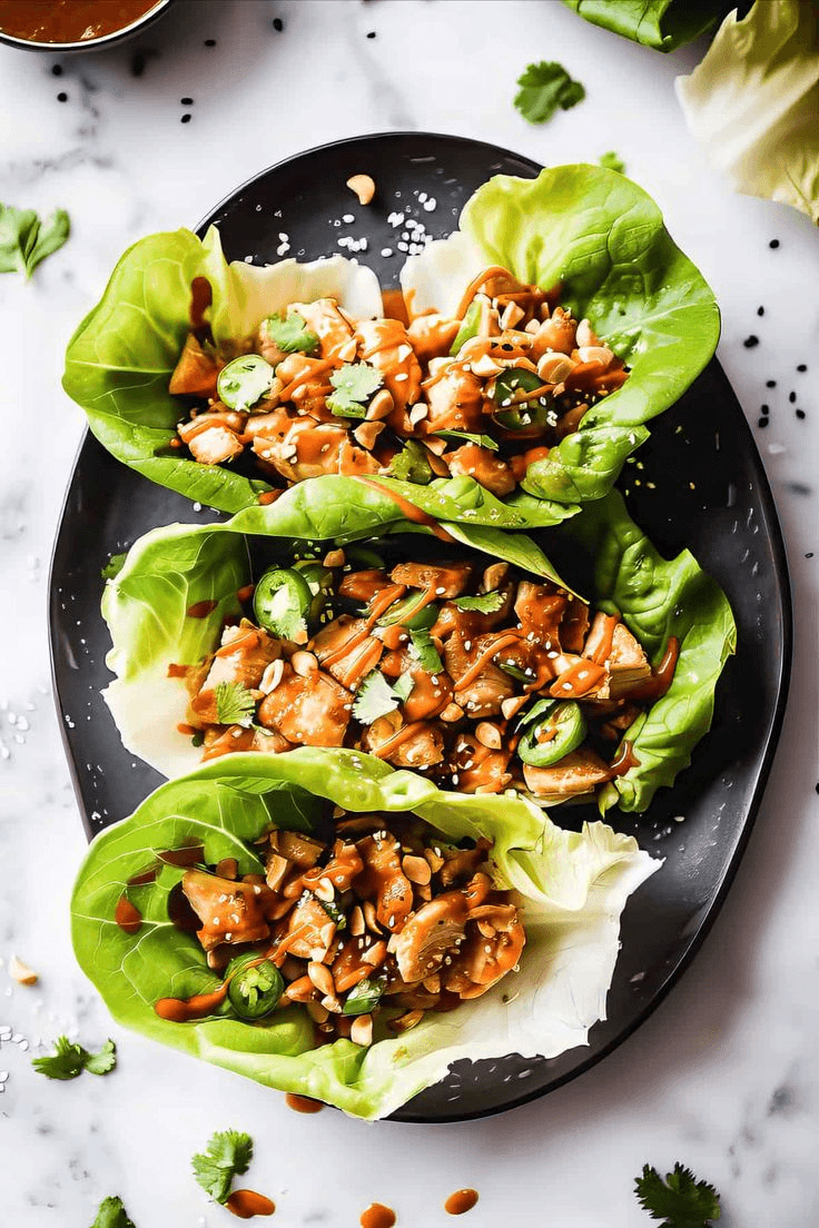 flavorful thai chicken lettuce wraps