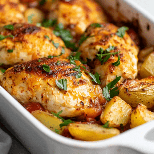 cheddar chicken and potato bake