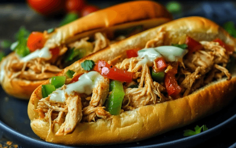 slow cooker chicken philly sandwiches